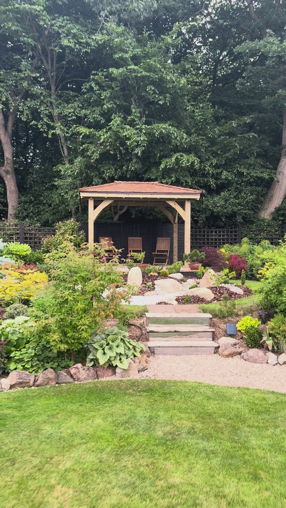 Video of wooden Gazebo with Cedar roof